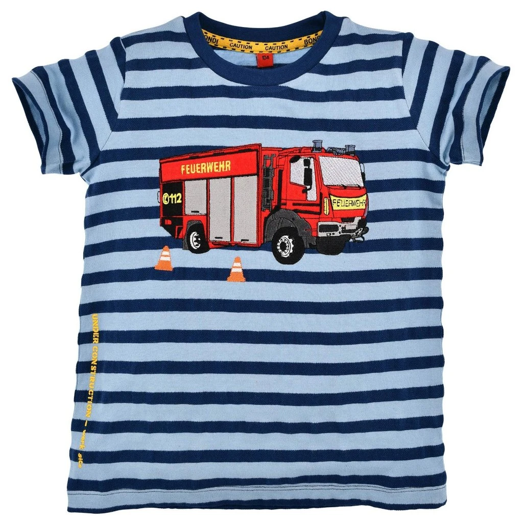 T-Shirt Geringelt Blau Mit Aufnäher Feuerwehr Von Bondi 1 T-Shirt Geringelt Blau Mit Aufnäher Feuerwehr Von Bondi
