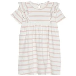 Creamie M&auml;dchen-Kleid Ringel R&uuml;schen Altrosa