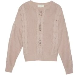 Creamie Mädchen-Strickpulli Zopfmuster Rosa
