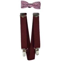 Kinder-Hosentr&auml;ger Und Fliege 128-146 Bordeaux Quadrate Von Der Flotte Boy