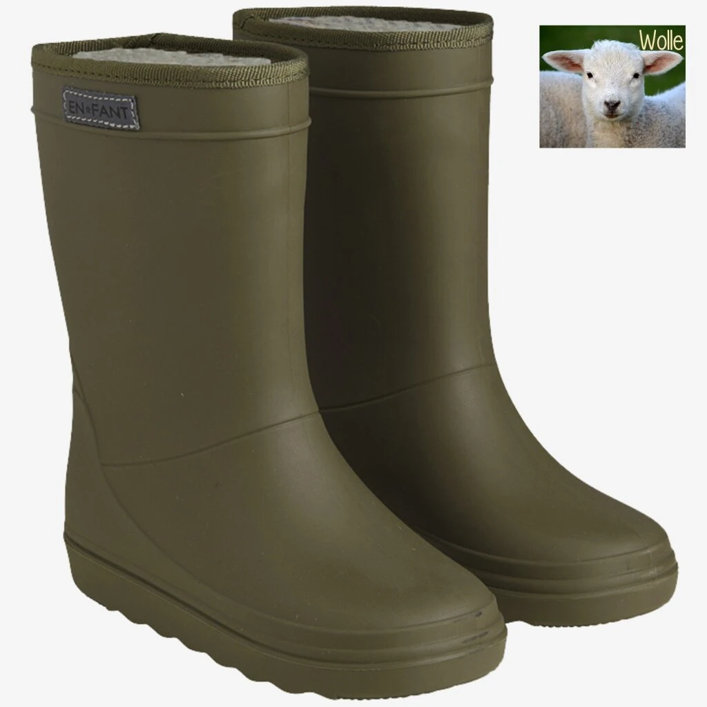 En Fant KInder-Thermo-Regenstiefel Mit Wollfutter Olive 1 En Fant KInder-Thermo-Regenstiefel Mit Wollfutter Olive