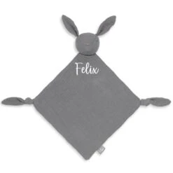 Personalisiertes Schnuffeltuch Hase Storm Grey