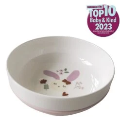 Kikadu Kinder-Porzellan-Sch&uuml;ssel Saugfu&szlig; Hase Rosa