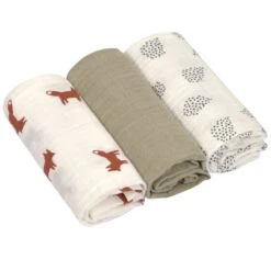 LÄSSIG 3er Set Swaddle Mulltuch Little Forest Fox Von L&auml;ssig
