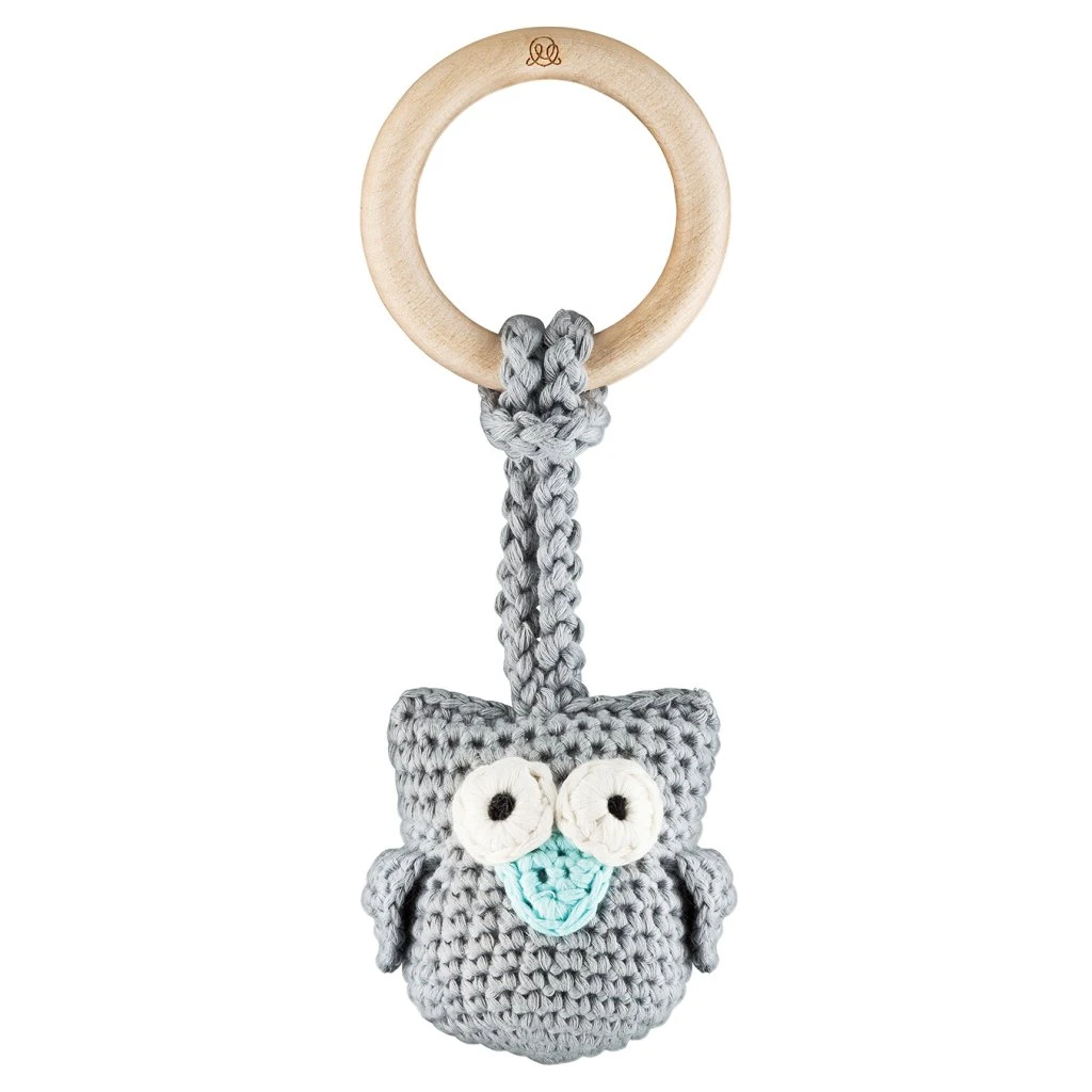 Holz Beißring Eule Grau Mit Mint Von Maylily 1 Holz Beißring Eule Grau Mit Mint Von Maylily
