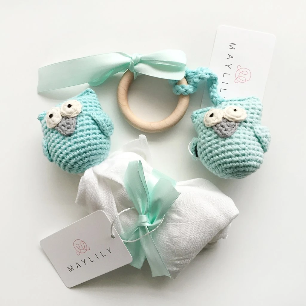 Kuscheltuch Eule Mint Von Maylily 4 Kuscheltuch Eule Mint Von Maylily – Bild 4