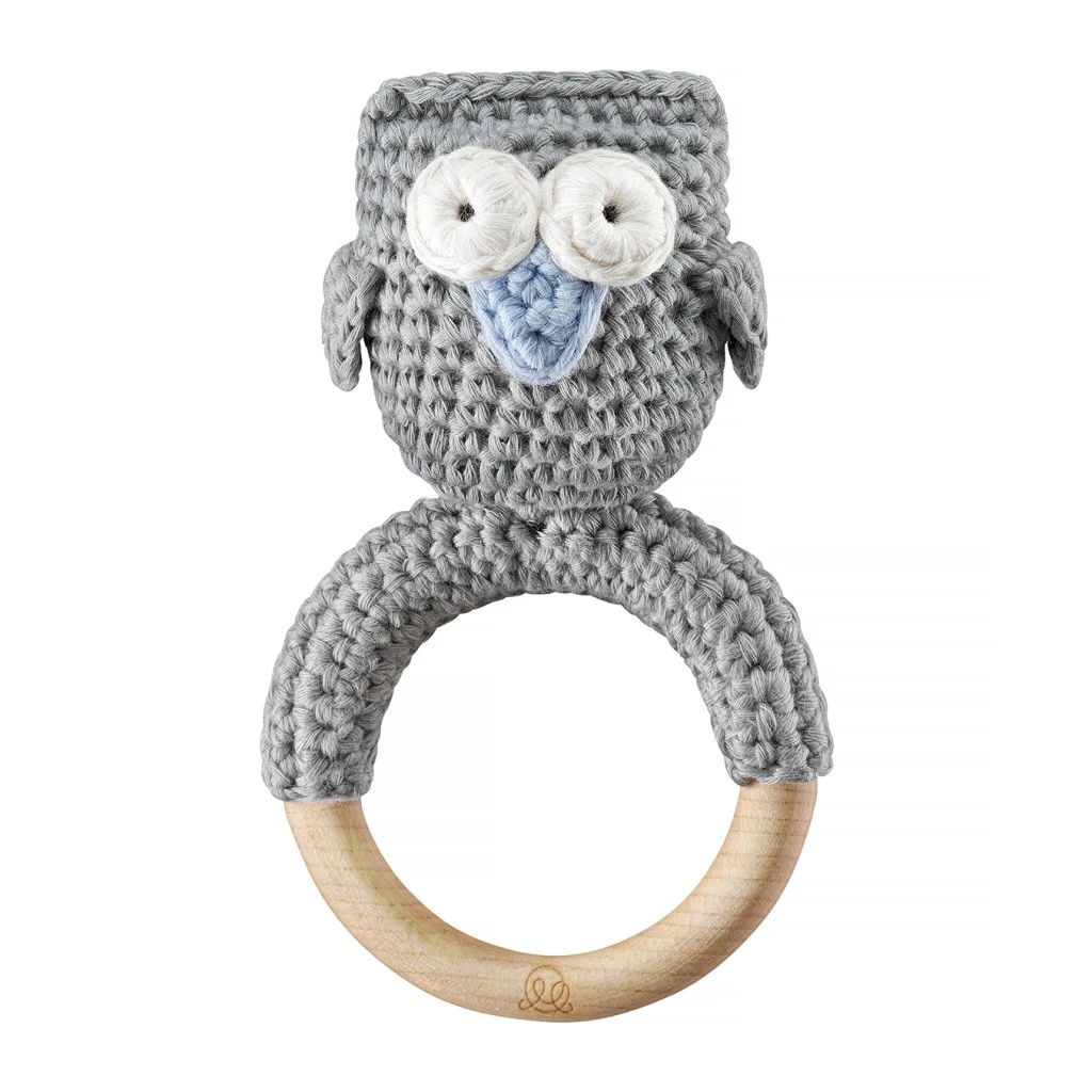 Rassel Eule Grau Mit Blau Von Maylily 1 Rassel Eule Grau Mit Blau Von Maylily