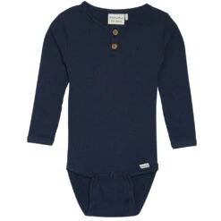 Minymo Baby-Jungen-Body Blau Langarm