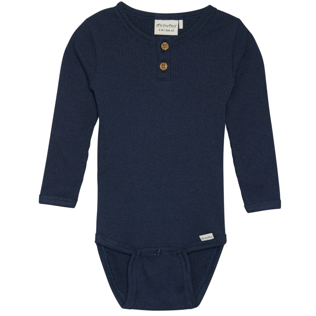 Minymo Baby-Jungen-Body Blau Langarm 1 Minymo Baby-Jungen-Body Blau Langarm