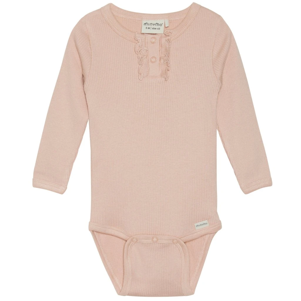 Minymo Baby-Ripp-Body Rüschen Rosa 1 Minymo Baby-Ripp-Body Rüschen Rosa