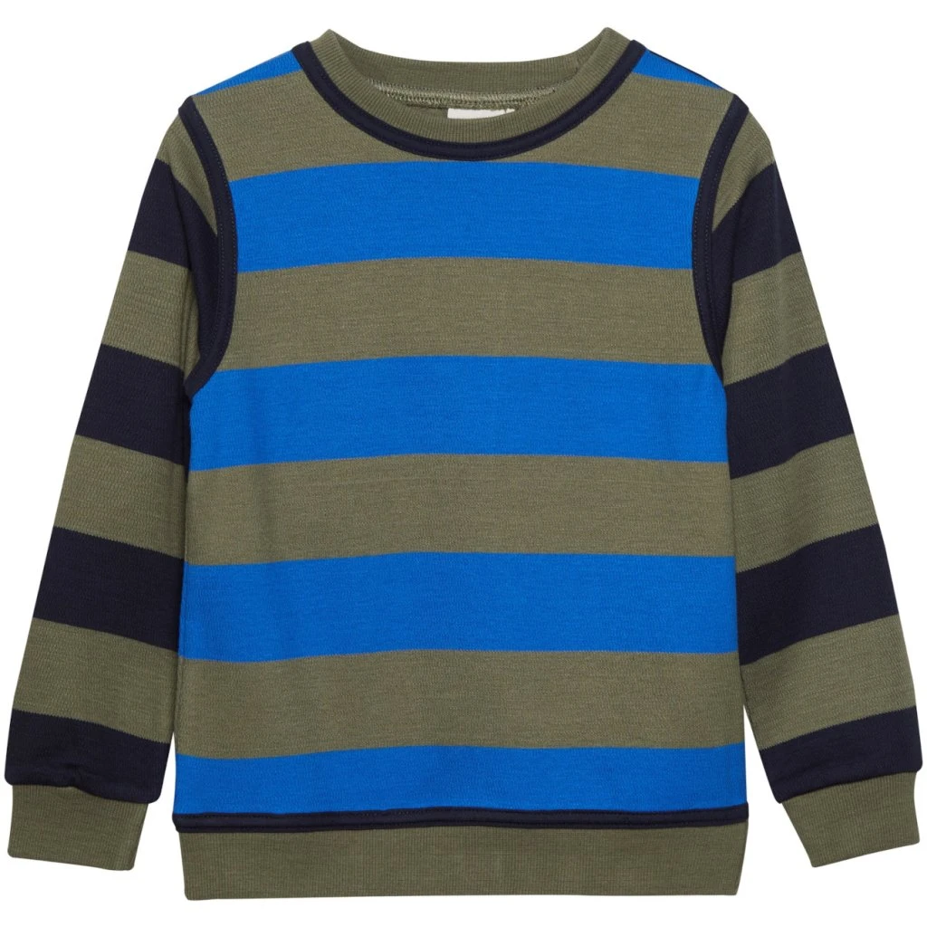 Minymo Jungen-Sweat Ringel Olive-blau 1 Minymo Jungen-Sweat Ringel Olive-blau