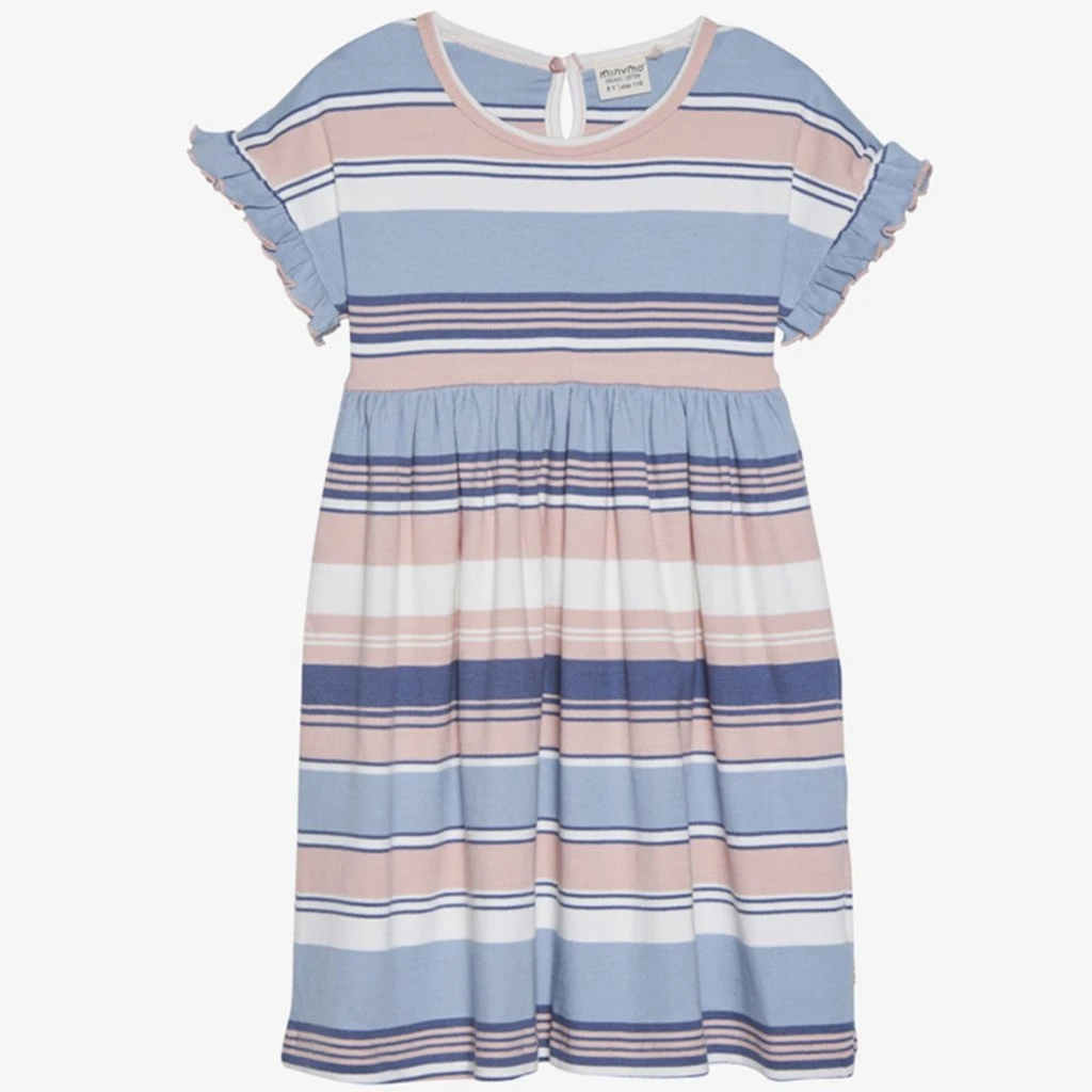 Minymo Mächen-Kleid Gestreift Hellblau 2 Minymo Mächen-Kleid Gestreift Hellblau – Bild 2