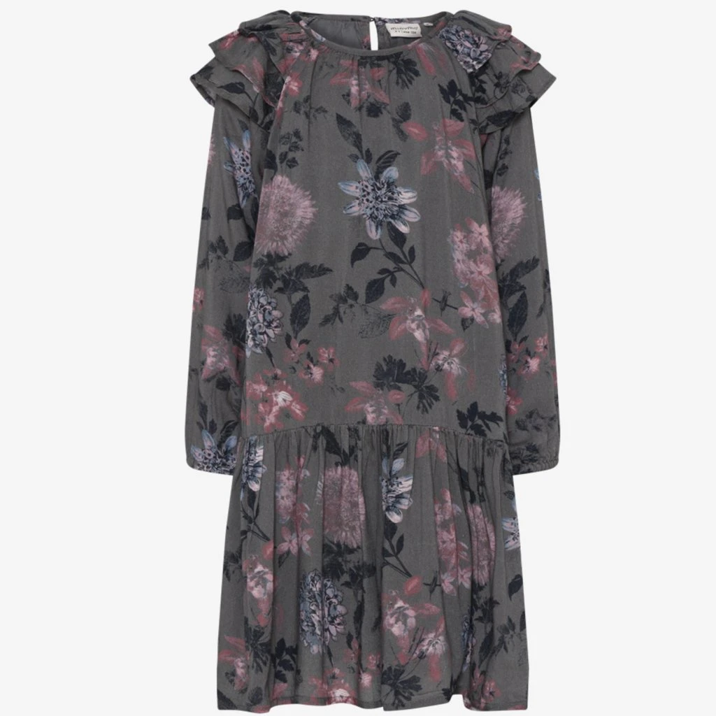 Minymo Mächen-Kleid Olive Mit Blumenprint 1 Minymo Mächen-Kleid Olive Mit Blumenprint