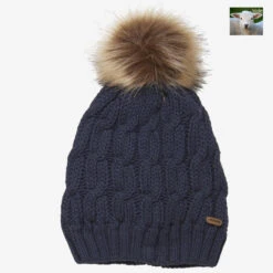 Minymo Strickm&uuml;tze Marine Mit Wolle Und B&ouml;mmel