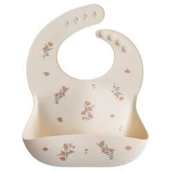 Mushie Baby-L&auml;tzchen Silikon Mit Auffangschale Rosa Blumen