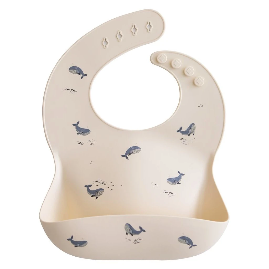 Mushie Baby-Lätzchen Silikon Mit Auffangschale Wal 1 Mushie Baby-Lätzchen Silikon Mit Auffangschale Wal