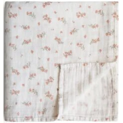Mushie Baby-Wickeldecke Aus Bio-Baumwoll-Musselin Pink Flowers