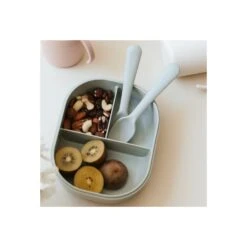 Mushie Kinder-Lunchbox Mit Gabel Und L&ouml;ffel Cloud