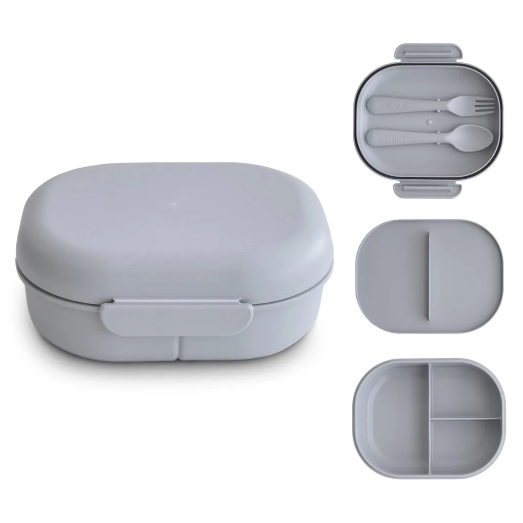 Mushie Kinder-Lunchbox Mit Gabel Und Löffel Cloud 2 Mushie Kinder-Lunchbox Mit Gabel Und Löffel Cloud – Bild 2