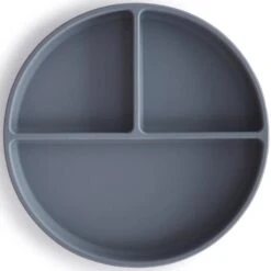 Mushie Kinder-Silikon-Teller Mit Einteilung - Saugfu&szlig; Tradewinds Blau